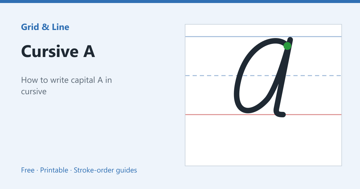 Cursive A worksheet preview