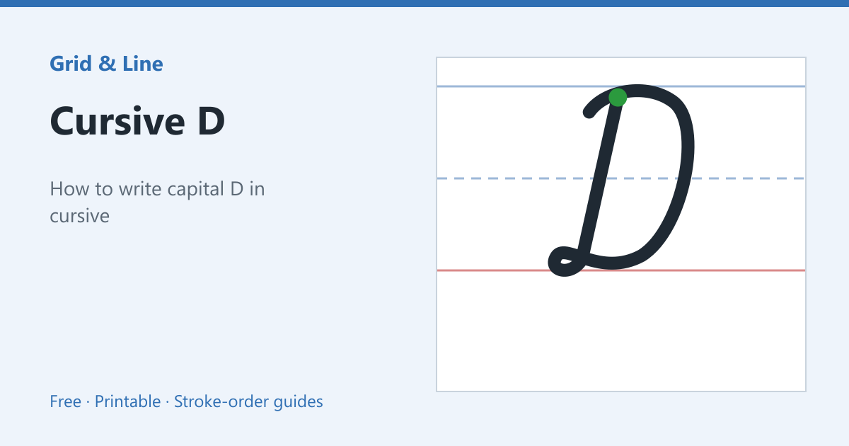Cursive D worksheet preview