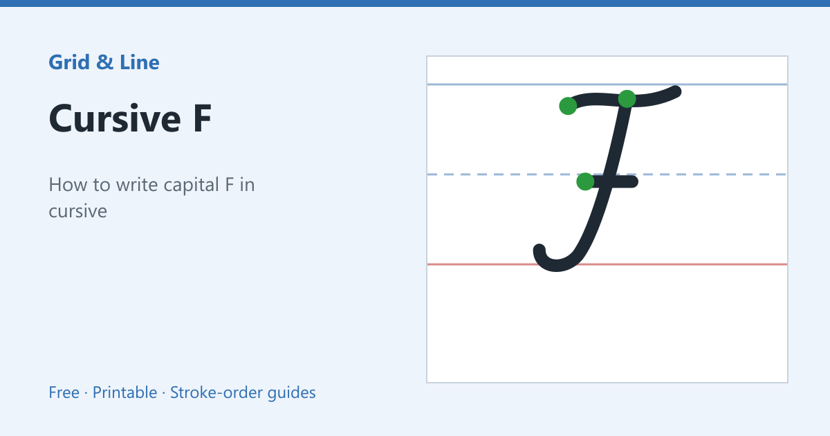 Cursive F worksheet preview