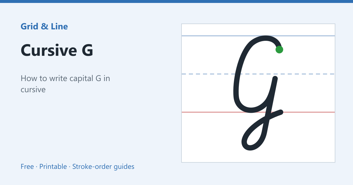 Cursive G worksheet preview