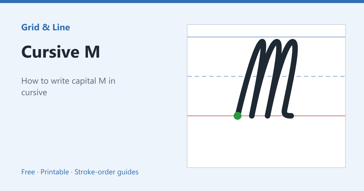 Cursive M worksheet preview