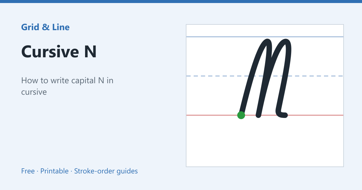 Cursive N worksheet preview