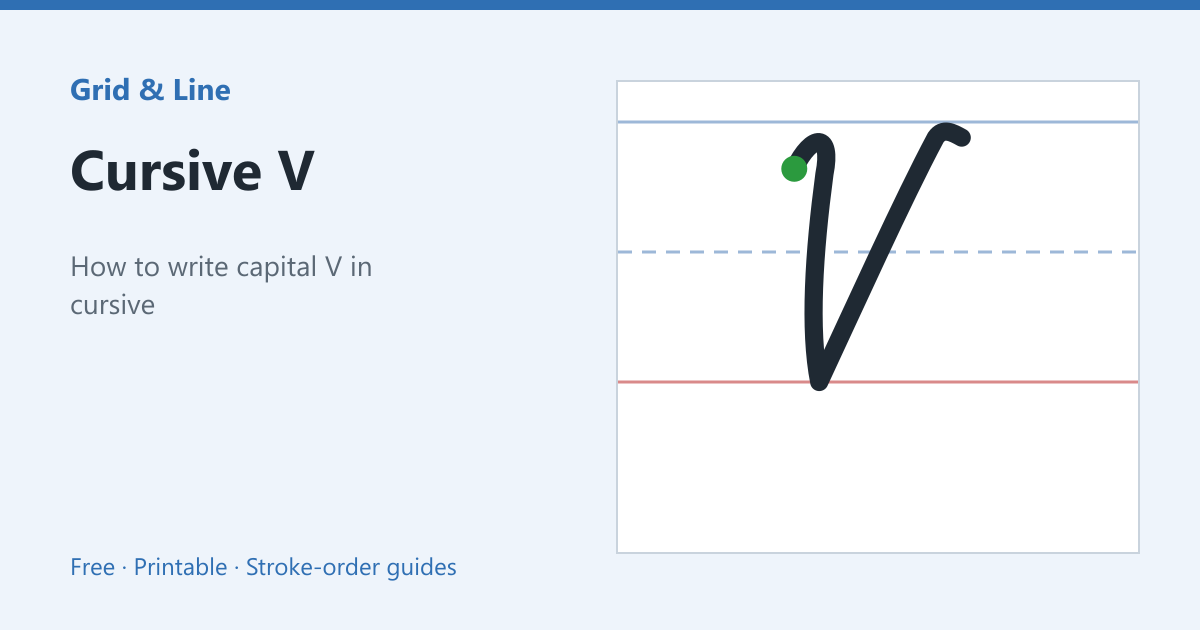 Cursive V worksheet preview