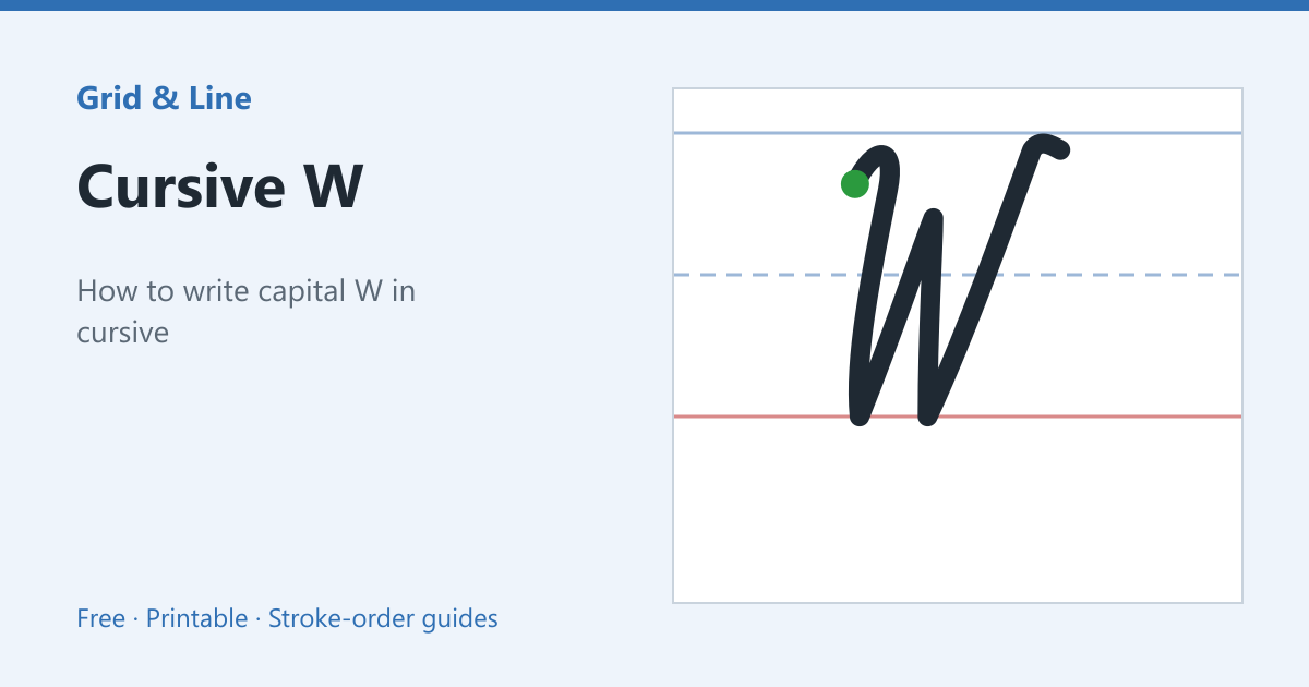 Cursive W worksheet preview