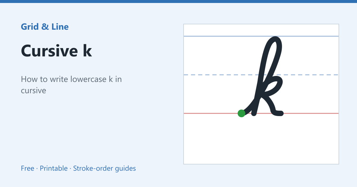 Cursive k worksheet preview