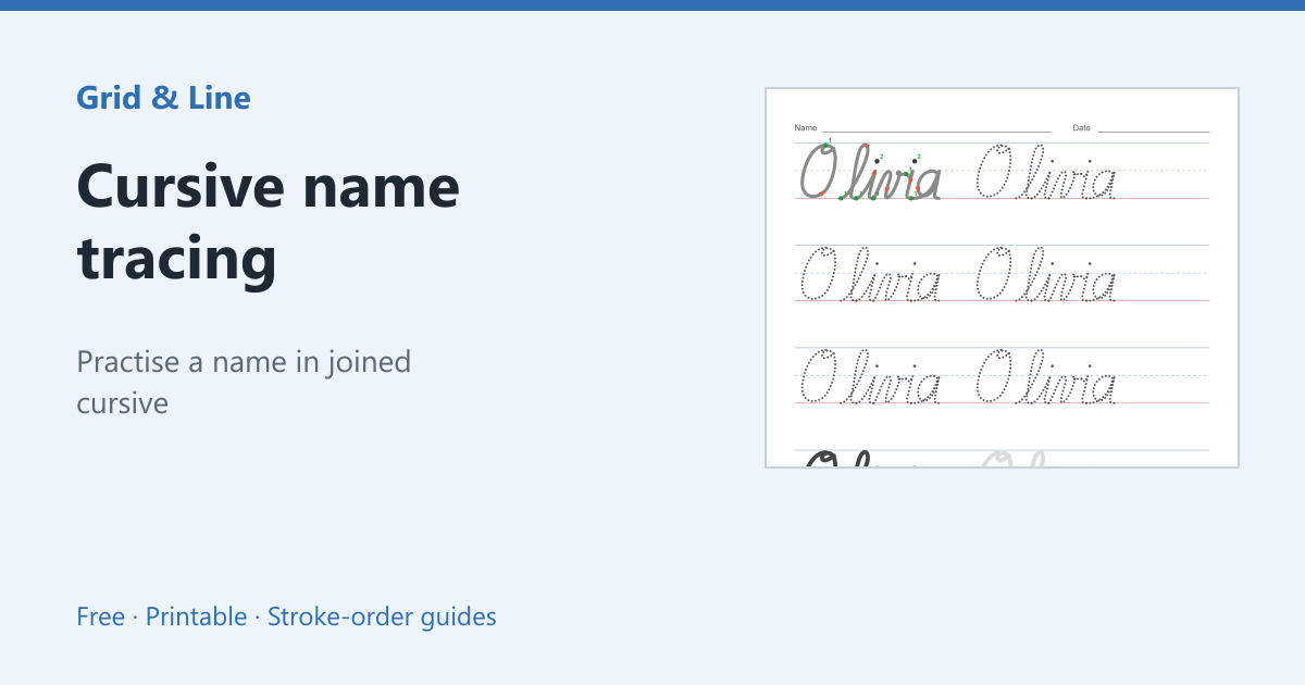 Cursive name tracing worksheet preview