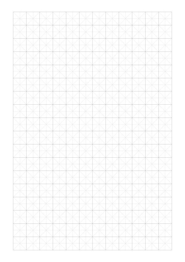 米字格 1.5 cm printable, rice grid with dashed guides
