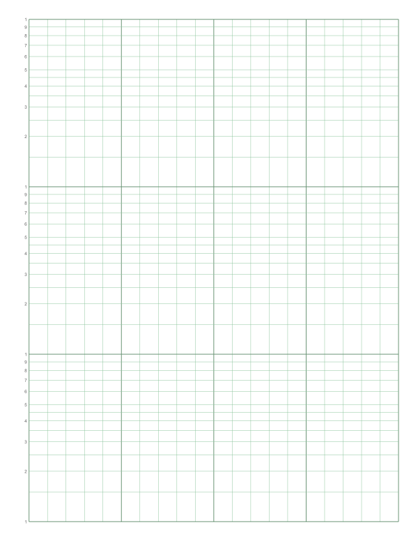 Semi-log, 3 cycles printable, log y axis, 20 linear divisions